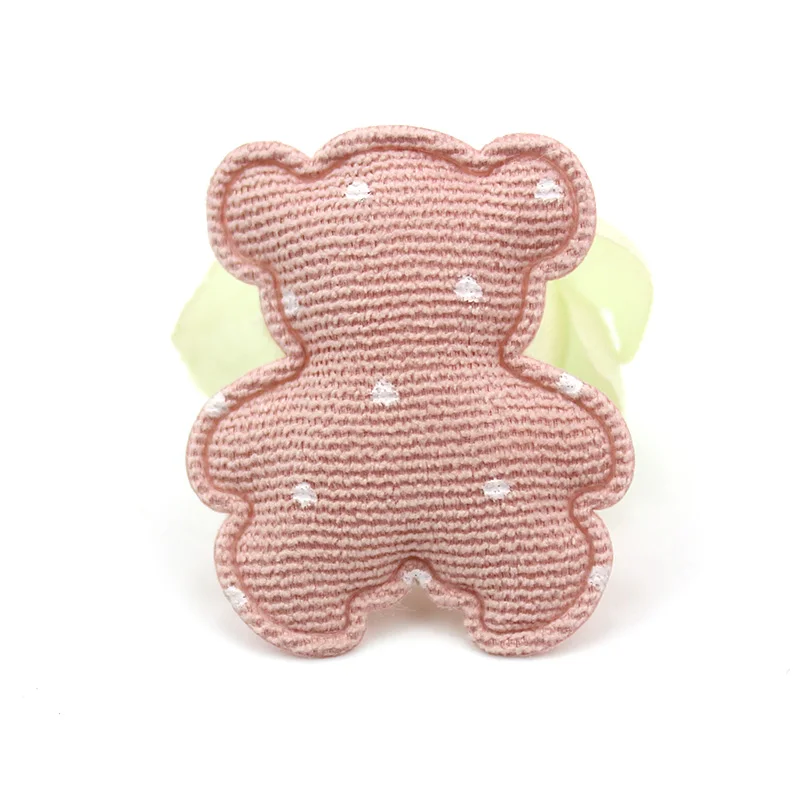 40Pcs 3*3.5cm Dot fabric Bear Padded Appliques for Baby\'s Hair Clip crafts Headwear Decoration jewelry Accessories wholesale