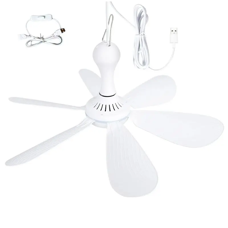 

FGGS-Silent 6-лопастной потолочный вентилятор с питанием от USB, 4 скорости, подвесной вентилятор для кемпинга, кровати, общежития, палатки, новый