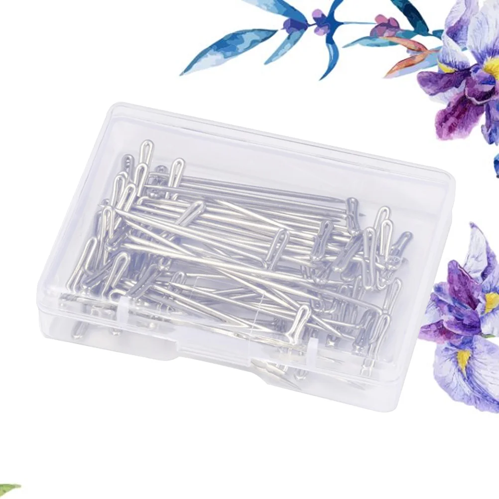 

50pcs 45mm Making Set Stainless Steel T with Plastic Box for Wigs Sewing Blocking and Knitting