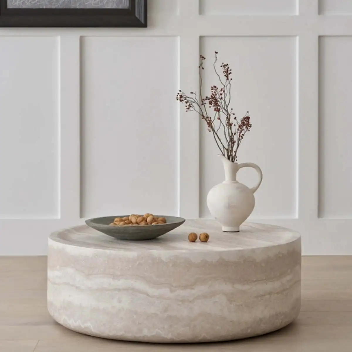 31.49''  Faux MARS Pattern Coffee Tables for Living Room Round Tea table for Living Room, No Need Assembly.(Same Sku:W876P511720)