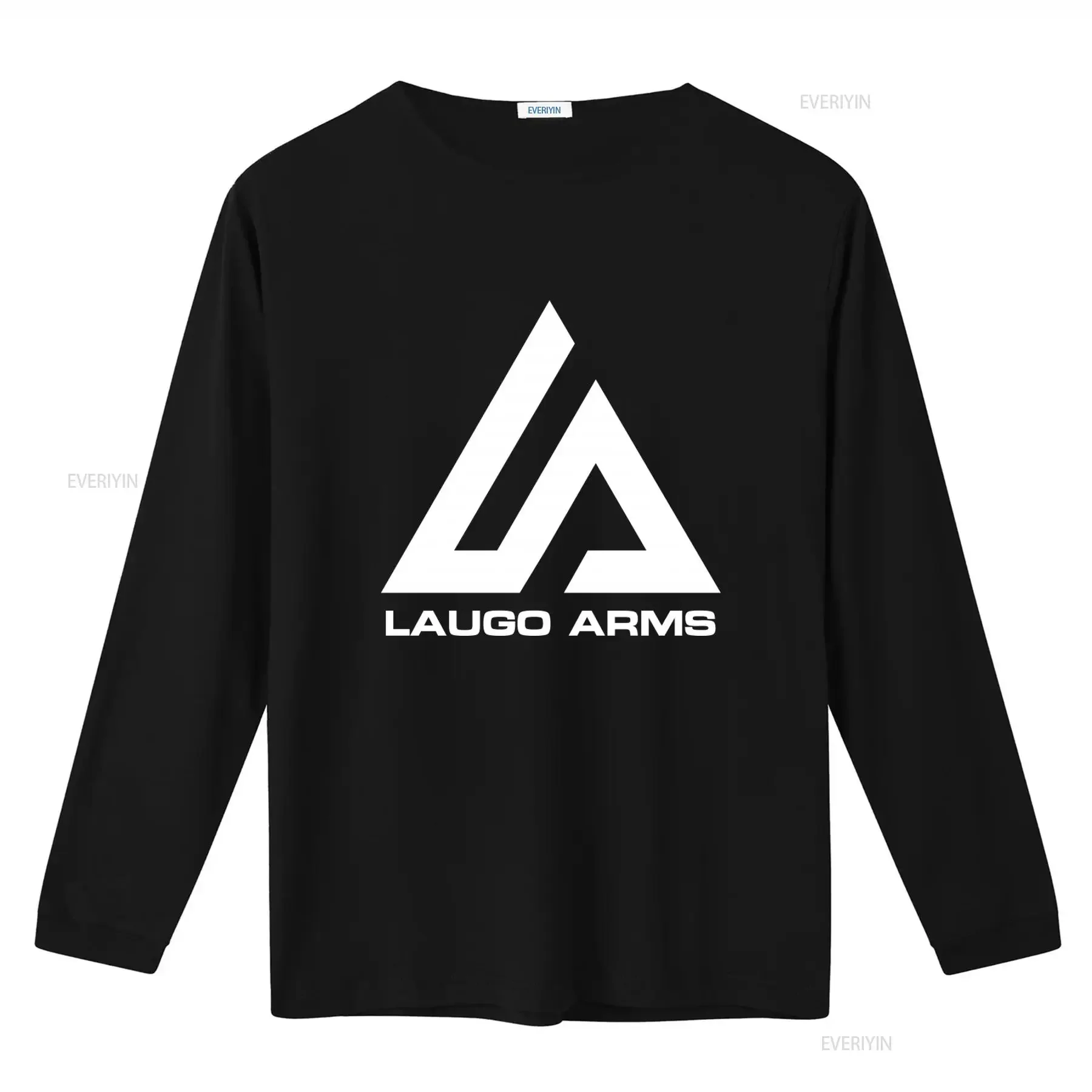 Stylish Laugo Arms Logo T Shirt in Black White Sizes S 5Xl vintage Washed Slightly designer clothes streetwear Comfortable