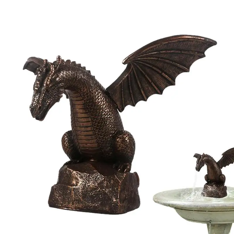 Outdoor Dragon Fountain Garden Fountains Fire-Breathing Statue Resin Sculpture Cool Pond Spitter Landscape Decor Dragon Fountain