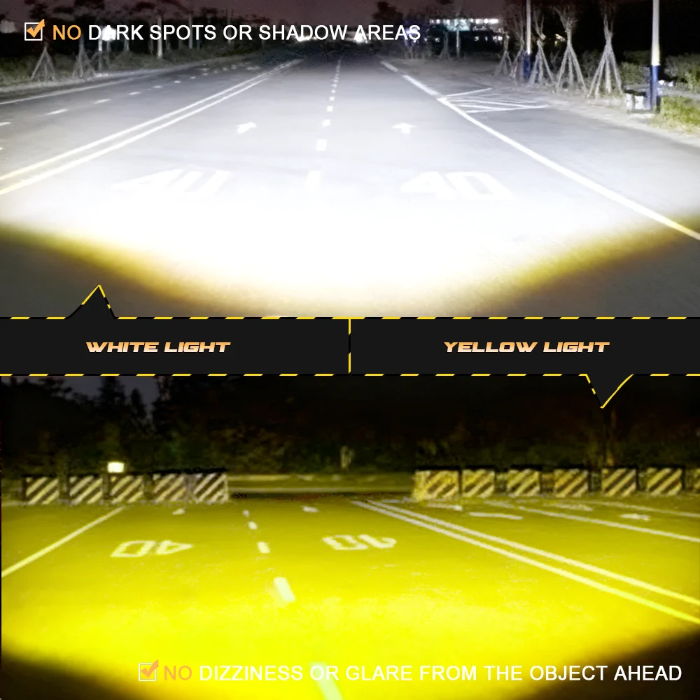 80W Motorcycle light For Auto Off-road Auxiliary 16000lm 6000k/3000k Dual Color Mini Driving Led Lights Headlight Spotlight New