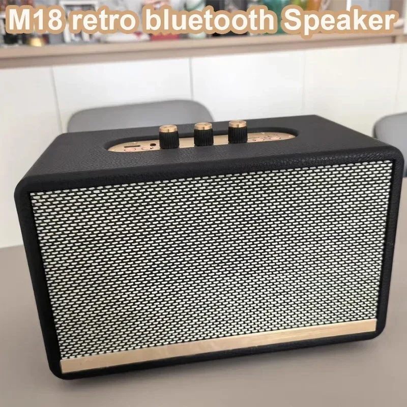 

M18 Caixa De Som Bluetooth HIFI Speaker Portable Retro Boombox Bass Adjustable HIFI Stereo U Disk TF Card Aux Playback Subwoofer