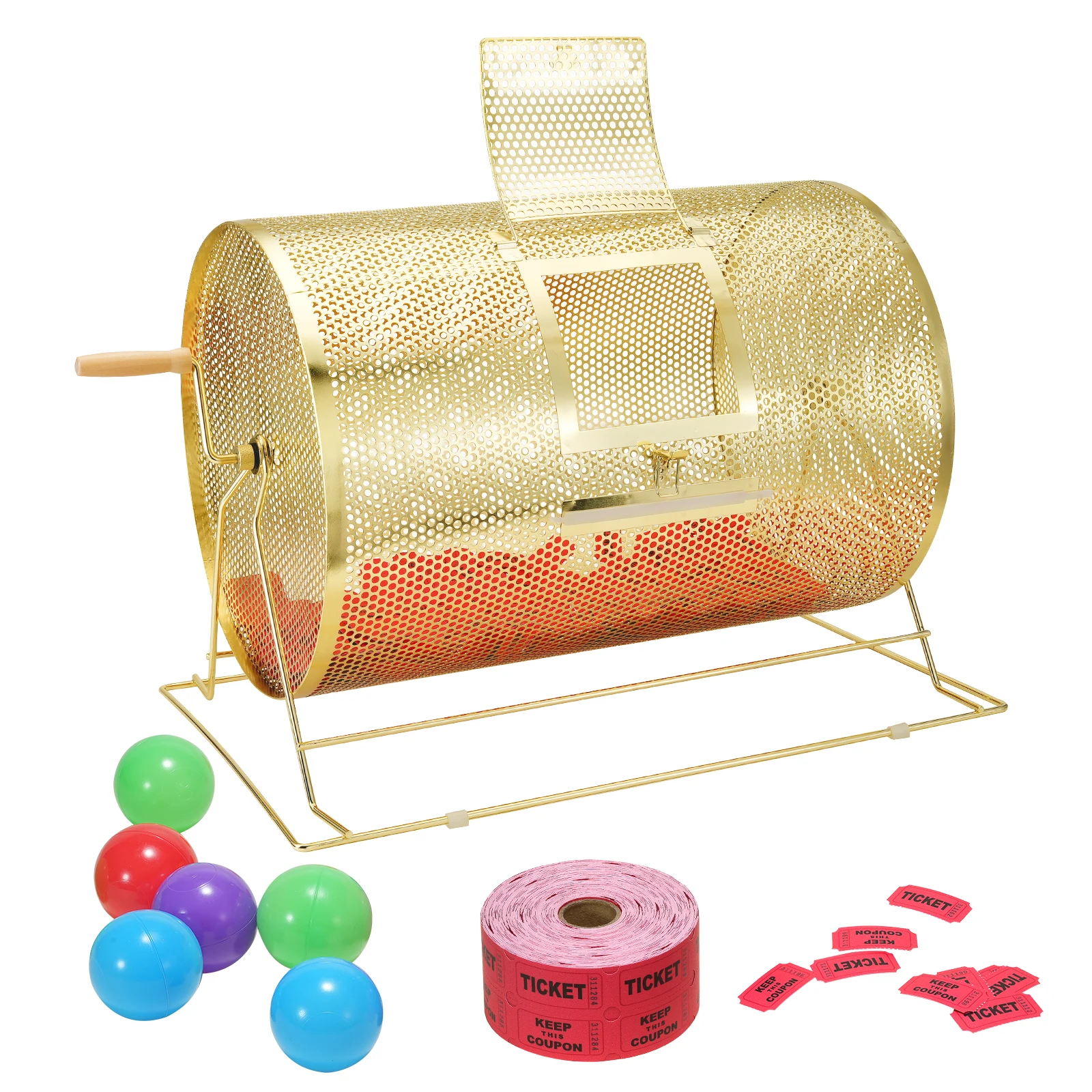 Raffle Drum 12/16/22 inch Transparent/Brass Plated Ticket Spinning Cage Holds 10000 Tickets or 300 Ping Pong Balls