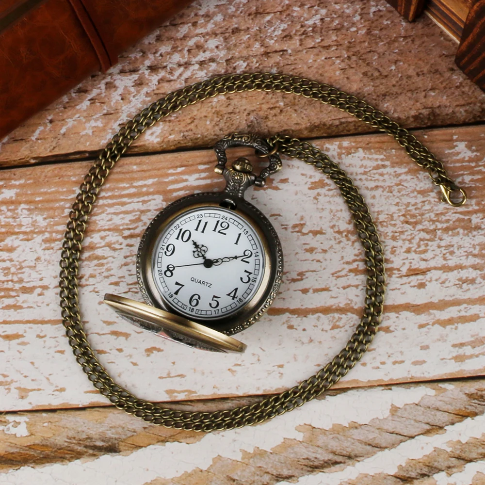 Reloj de bolsillo de cuarzo analógico con esfera redonda para hombre y mujer, reloj con cadena, antiguo, soviético