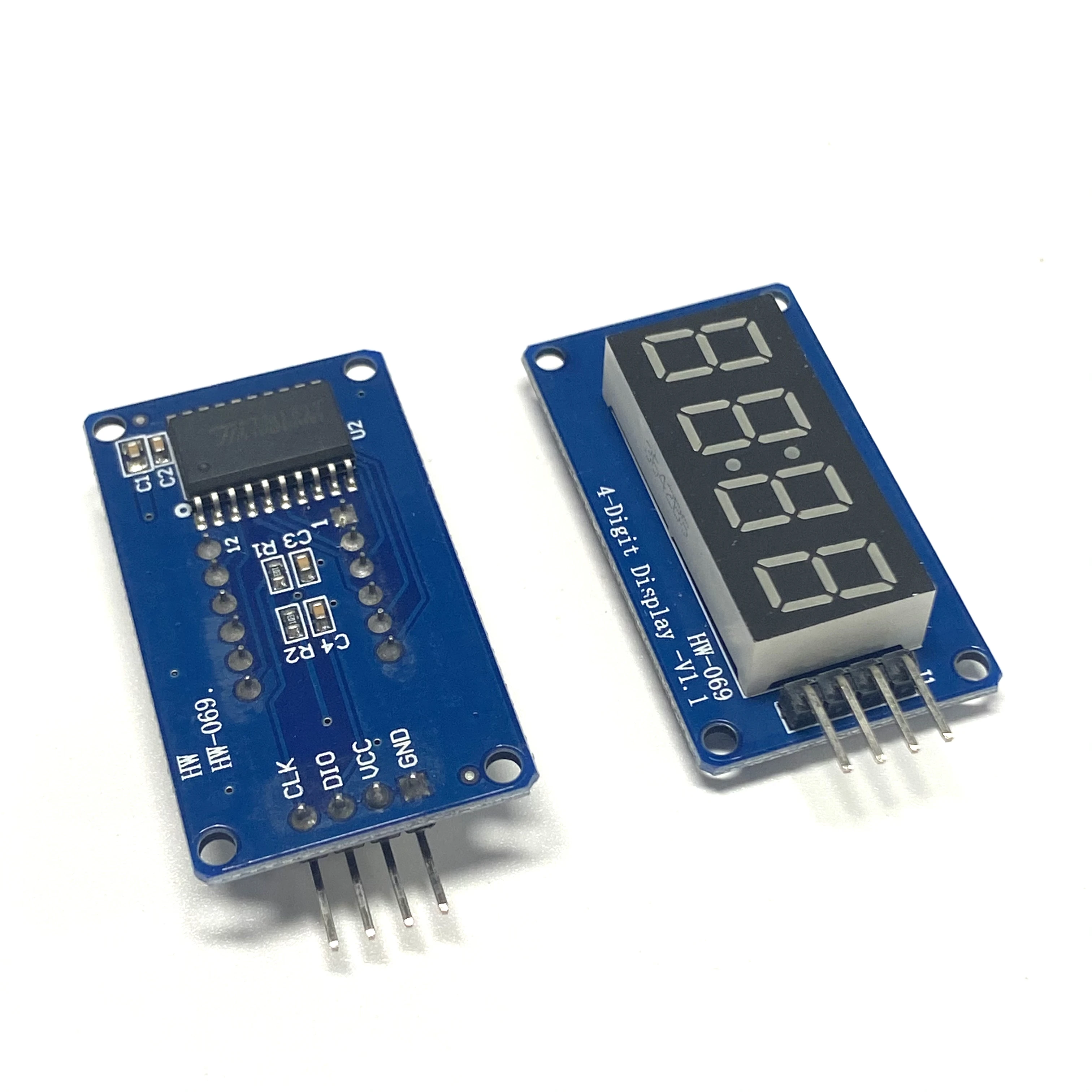 Módulo de Display Digital de 4 Dígitos, Brilho Ajustável LED, Pontos do Relógio, Building Blocks, Acessórios