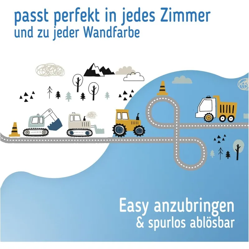 Tractor on The Road Wall Sticker for Room Removable PVC Decal Decor Peel and Stick Cartoon Vehicle Art