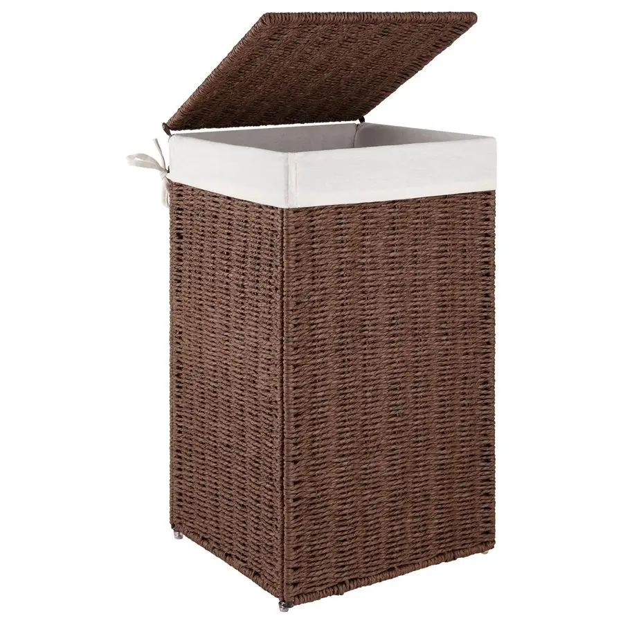 

Laundry Hamper with Lid, 17.2 Gal 65L Wicker Hamper with Removable Liner Bag, Handwoven Clothes Basket with Handles, Foldable Pa