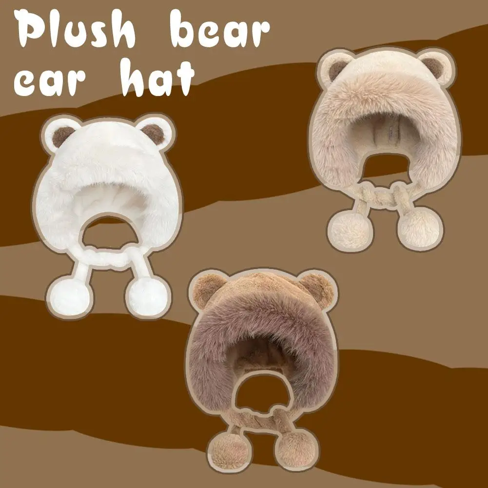 الكورية نمط سميكة الدب الأذن الدافئة أفخم ليو فنغ قبعة الخريف الشتاء الأطفال أزياء لطيف الدب حماية الأذن ضد البرد