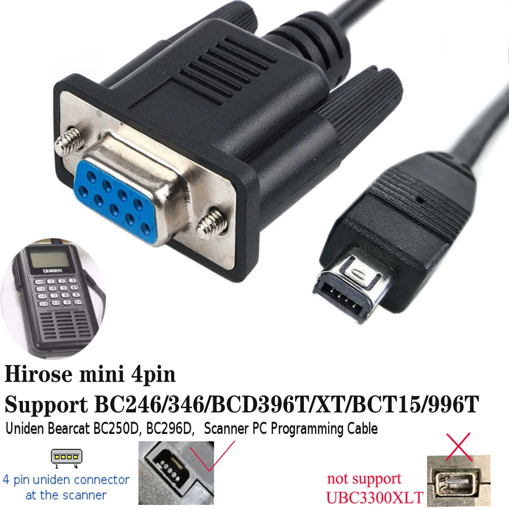 Mini 4P Serial Cable for Uniden Handhold Freq. Scanner Bearcat BCD369T 996 BC250 BC296 PC Program Cable