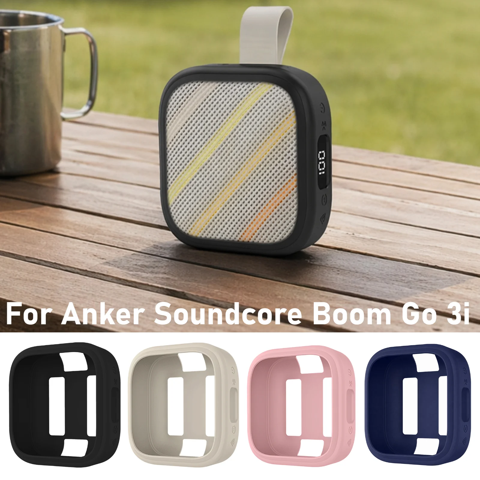 Silicone Case for Anker Soundcore Boom Go 3i Speakers Protective Case Full Coverage Shockproof Dustproof Cover Cases Accessories