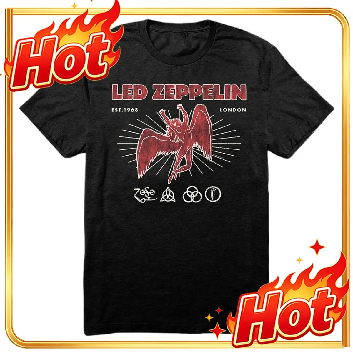 Custom Rock Band Led Zeppelin Men's 100%Cotton Album Graphics Tshirt 2026 New Summer Spring Women Oversized Hiphop Y2k Fashion T
