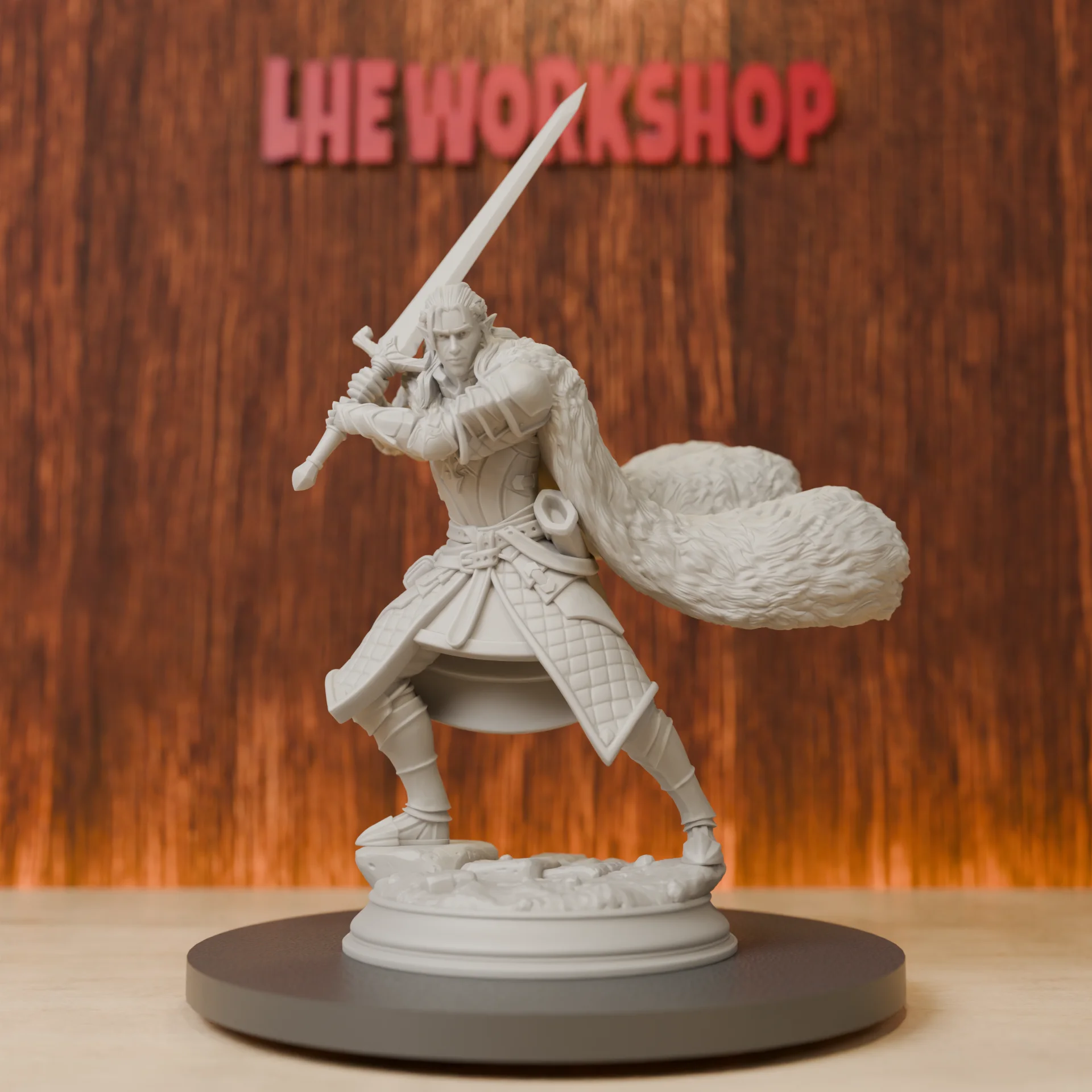 Elf Fighter Miniatures | 28mm-75mm | Resin 3D Printed DND Pathfinder Mini | Unpainted Grey