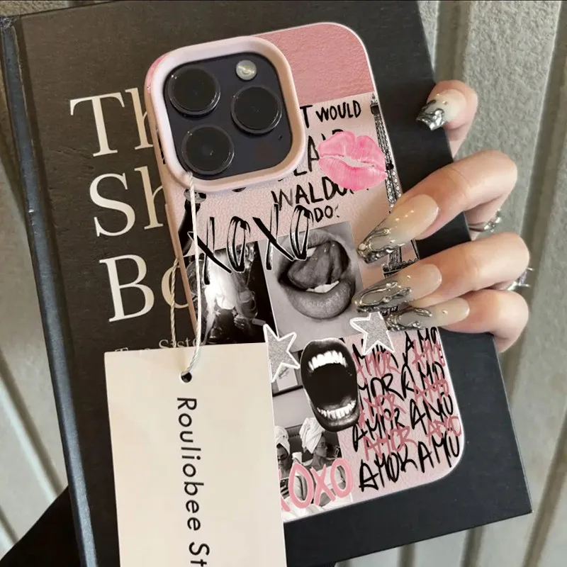 패션 립 프린트 에펠탑 리치 가죽 패턴 폰 케이스 샤오미 미 X7 F7 X6 M7 X5 M6 F5 X4 X3 프로 울트라 GT NFC 4G 5G용