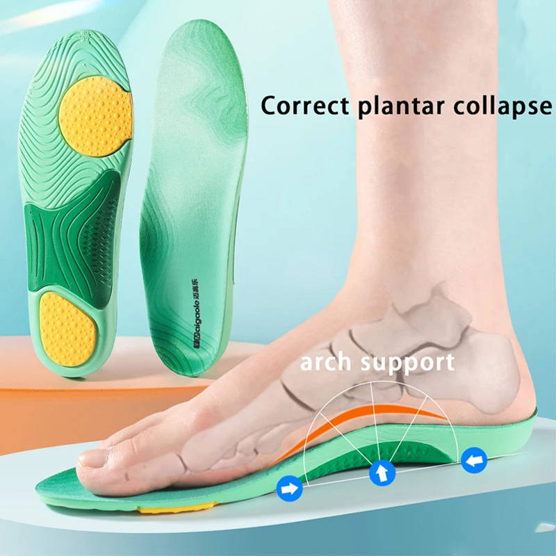 Orthopedic Arch Support Shoe Insoles for Flatfoot Shock Absorption Comfortable Sports Pads for Men and Women Running