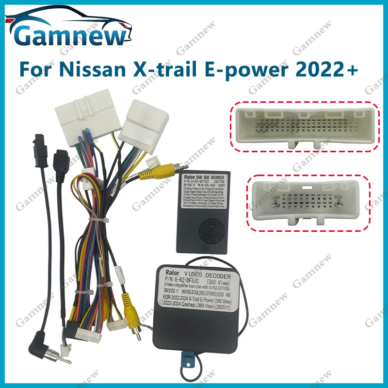 Gamnew Car Radio Cable Connector Wire Harness with CANBus Decoder for Nissan X-Trail VC-Turbo 300 E-power Sylphy 2021-2023