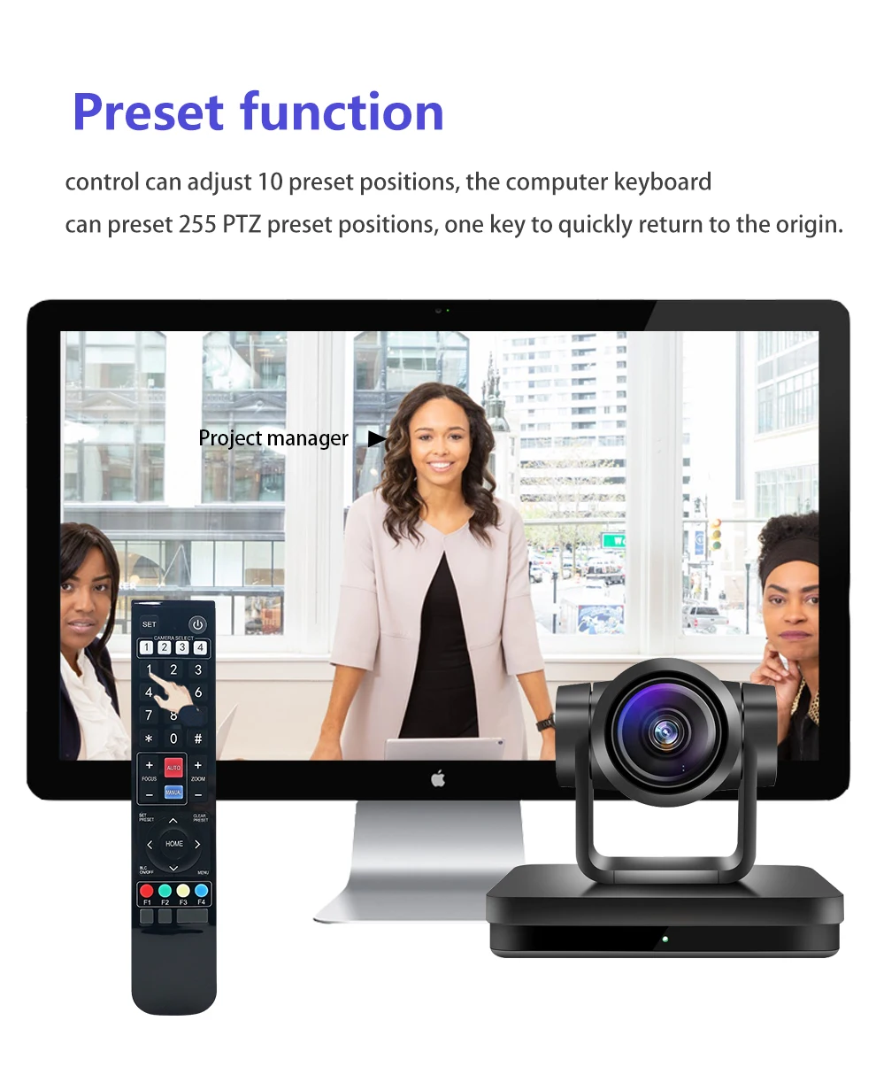 1080P NDI AI Tracking Video Conference PTZ Camera 12/20X Zoom 60fps USB3.0 HDMI SDI LAN For Church Educate Youtube Live Stream