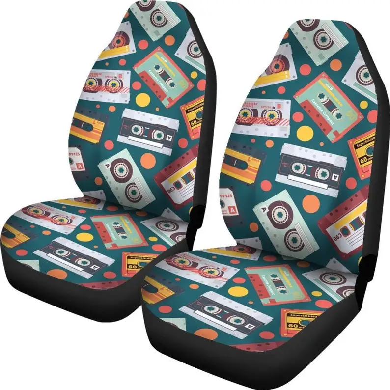 Retro Cassette Tapes Car Seat Covers (Set Of 2) / 2 Front Car Seat Covers / Car Seat Covers / Car Seat Protector / Car Accessory