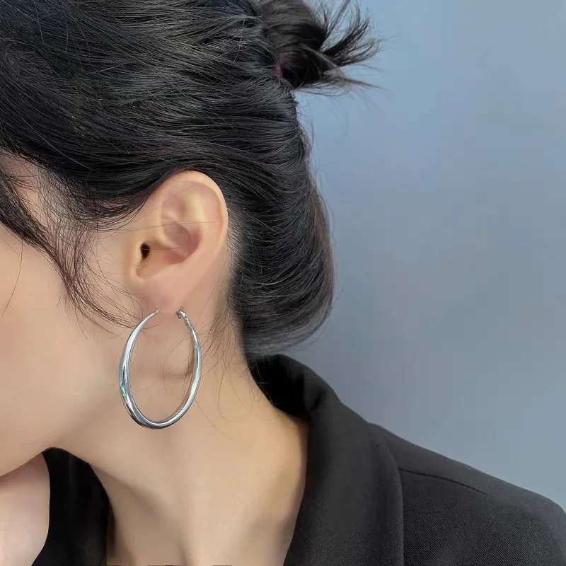 BF CLUB 925 Sterling Silver Earrings For Women Trendy Simple Circle Earring Jewelry Prevent Allergy Party Accessories