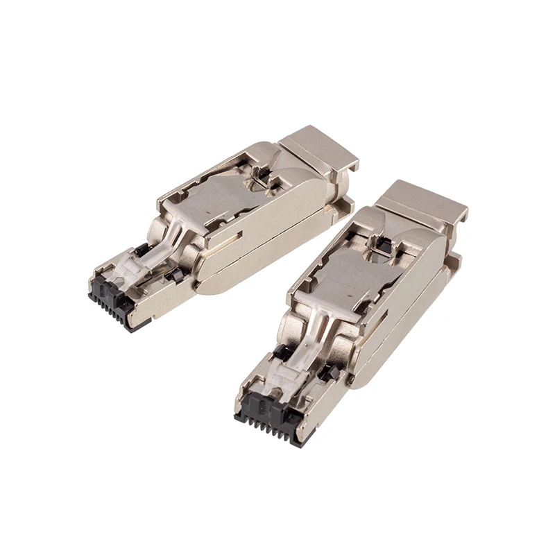 Spina a connessione rapida dati RJ45 diritta 4pin 8pin connettore RJ45 Ethernet dritto in metallo industriale spina CAT5E CAT6A Profinet RJ45