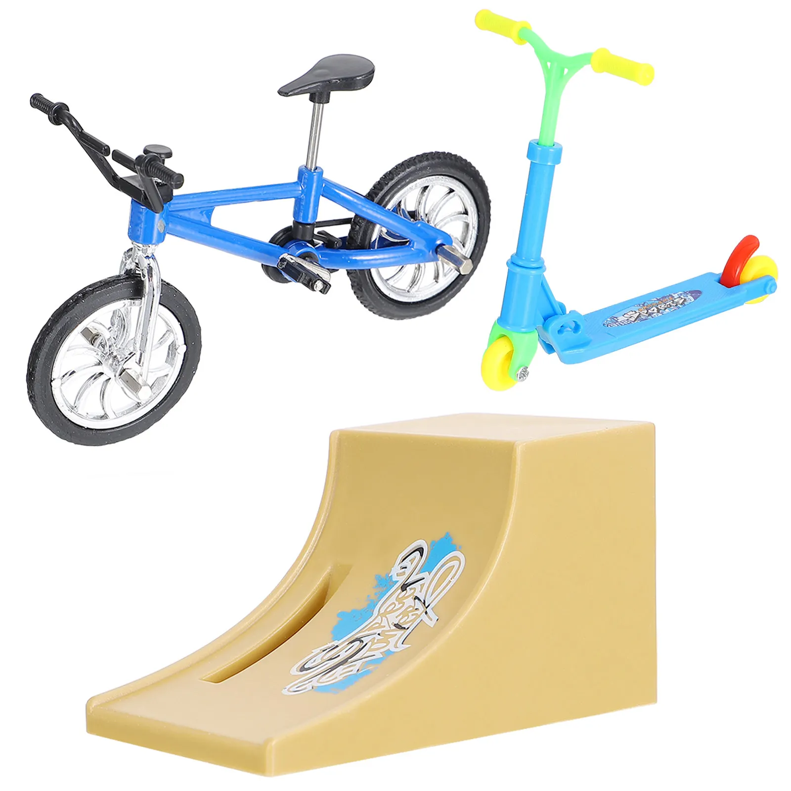 

1Set Finger Skateboard Mini Bike Scooter Ramp Fingertip Sports Stress Relief Educational Fun Gift for Kids Adults