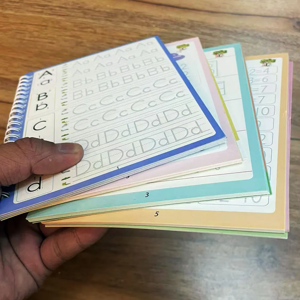 4 Books/set Magic Copybook Reusable Practice Writing Pen Groove Alphabet Wordpad drawing english Words Calligraphy