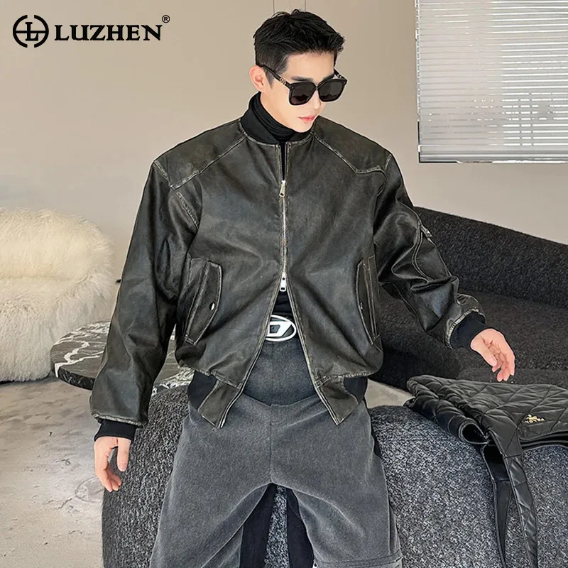 

LUZHEN Stylish Male Original Double Zipper Padded Jackets High Street Trendy Patchwork Pocket Men's Coat Vintage 2024 LZ5666