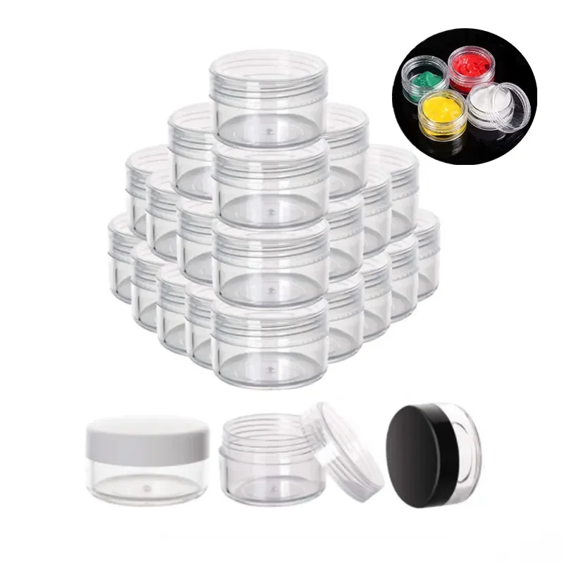 

100Pcs 3g/5g/10g/15g/20g Clear Small Plastic Cosmetic Makeup Jars Pots Refillable Eyeshadow Lip Balm Nail Art Storage Container