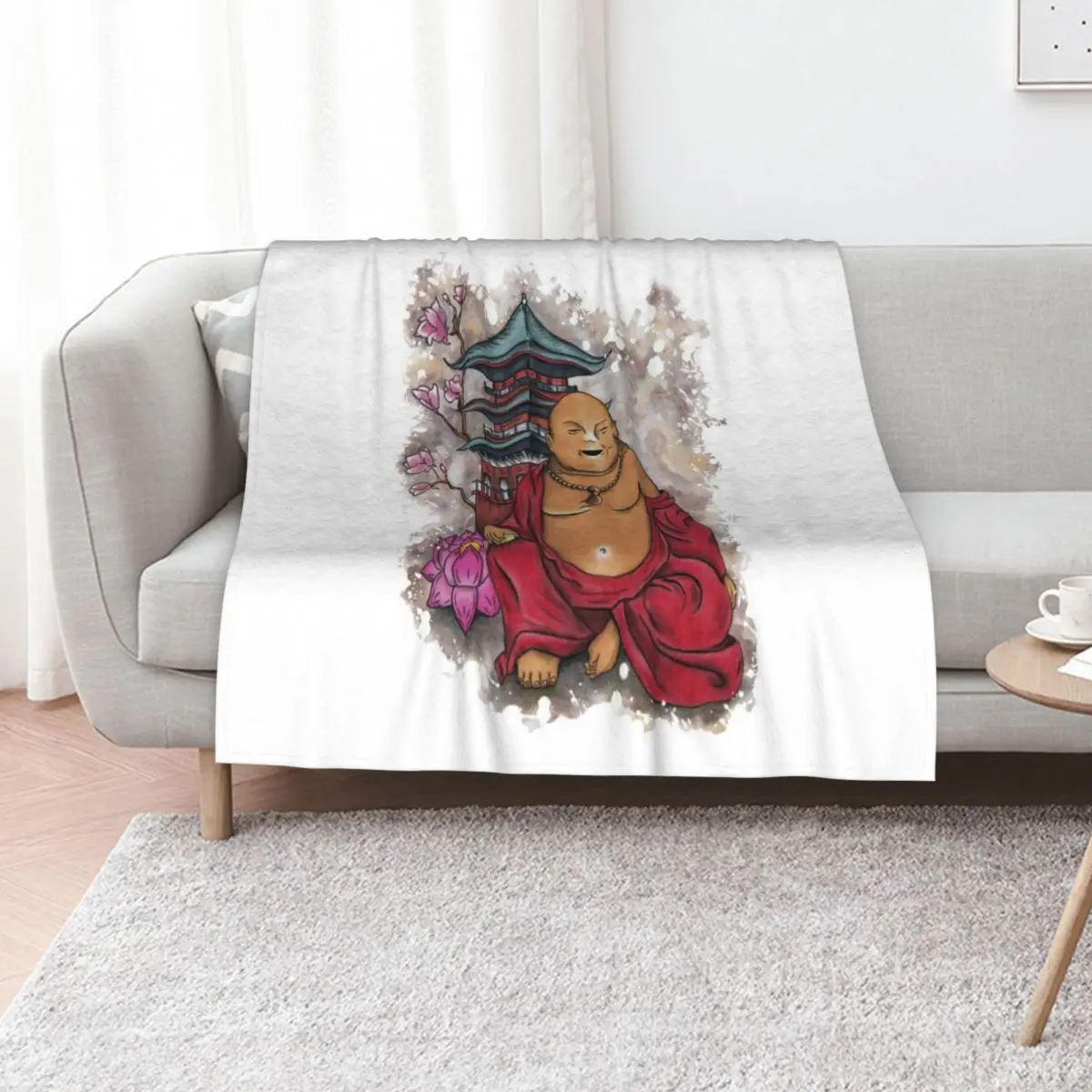 Laughing Buddha Throw Blanket Bed covers halloween Loose Bed Fashionable manga for winter Blankets