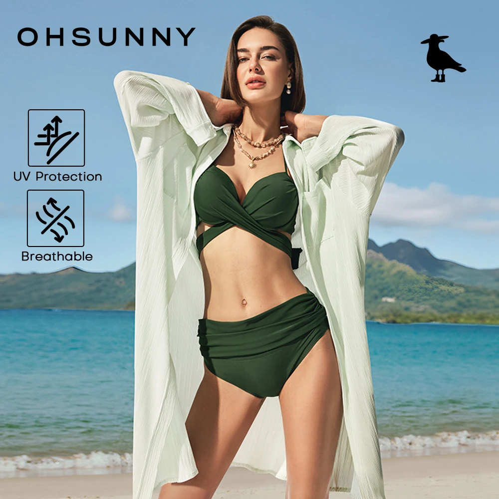 

Женская летняя тонкая длинная рубашка-накидка OhSunny с защитой от солнца UPF2000+, плиссированный дизайн, пляжная одежда, модная ветровка для активного отдыха