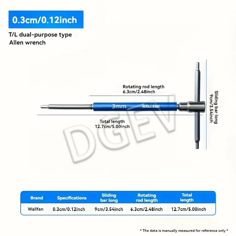 DGEV T/L Hardheid 2-10mm Torx-schroevendraaier T-type inbussleutel Chroom sleutel T-vormig handgereedschap Verlengde T-steeksleutel