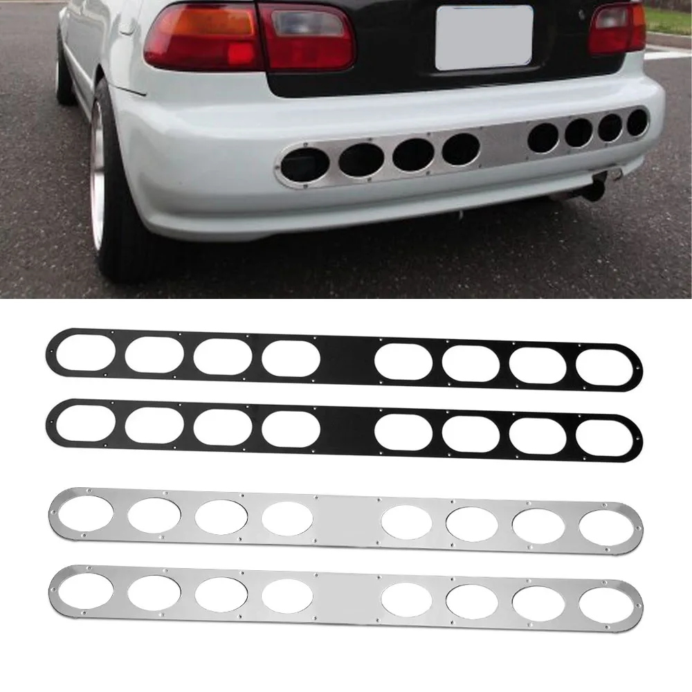 

for Honda Civic Ek EK4 EK9 Long Black/Silver Aluminum Rear Bumper Air Diversion Diffuser Panel 8 Hole