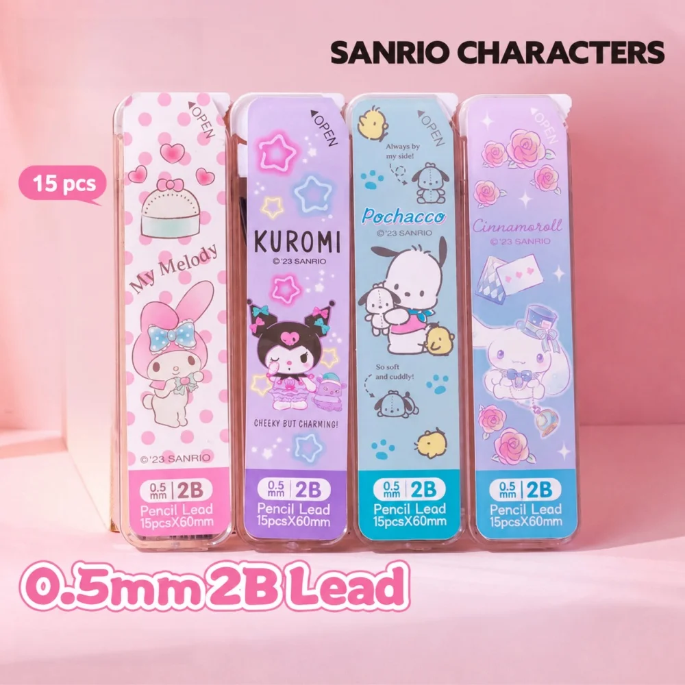 Genuine Sanrio Mechanical Pencil Set 0.5mm 2B Hello Kitty Kuromi My Melody Cinnamoroll Pochacco School Writing Stationery Gift