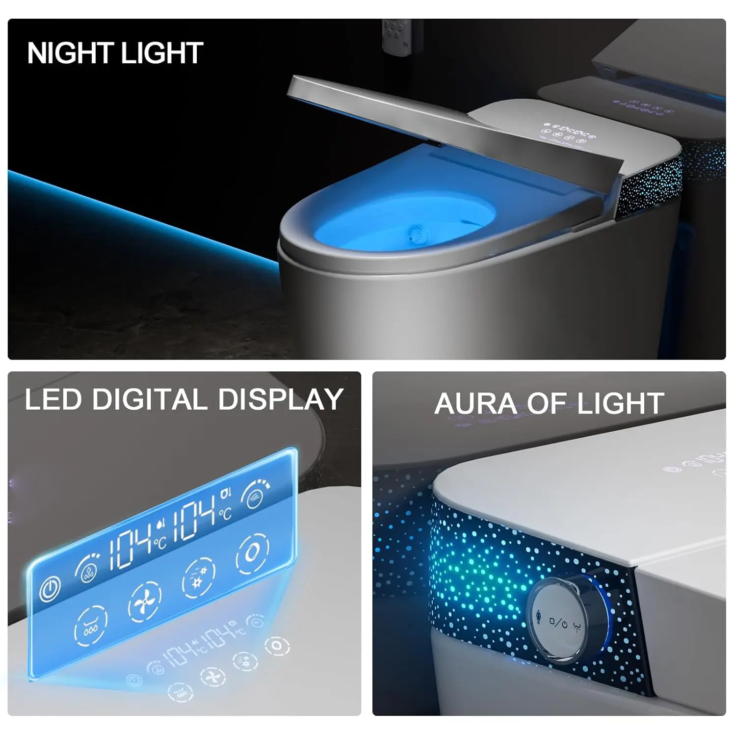 Smart Toilet with Bidet Built In, Modern Tankless Bidet Toilet with Auto Open/Close, Self-cleaning, Instant Warm, Customized image 4