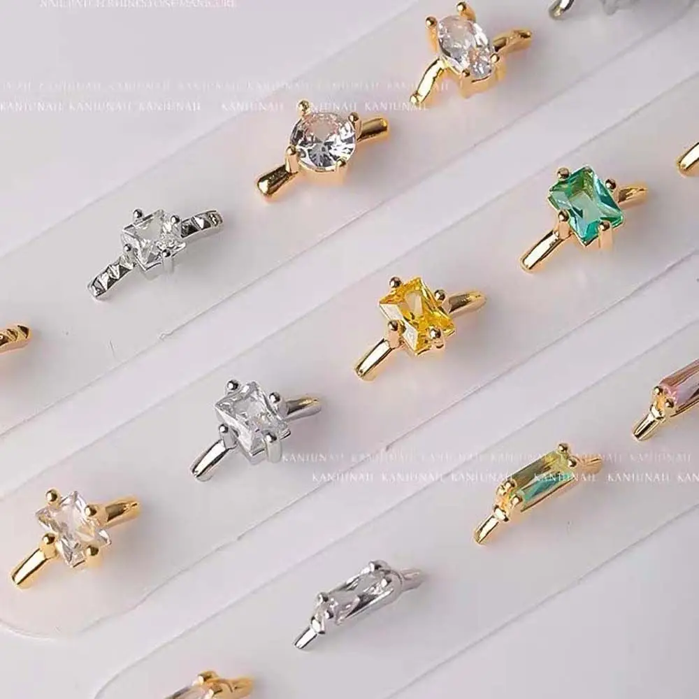 Manicure Accessoires Crystal Nail Ornaments Silver/Gold Zircon Jewelry Ring Nail Charms Nail Rhinestone Nail Art Decorations