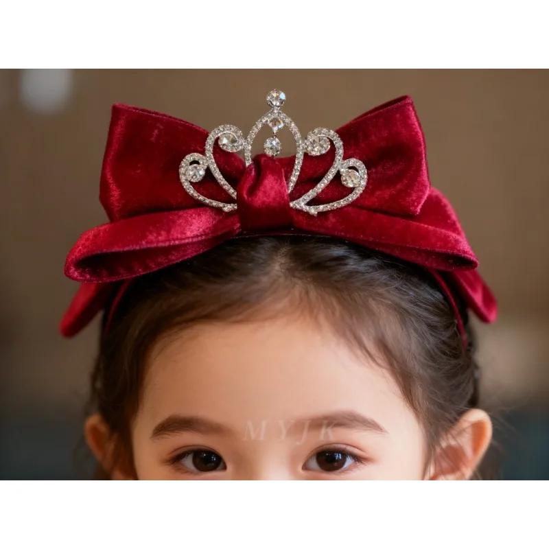 

Корейский стиль, заколка для волос с короной принцессы для маленьких девочек, заколка для головного убора со стразами, элегантные аксессуары для волос