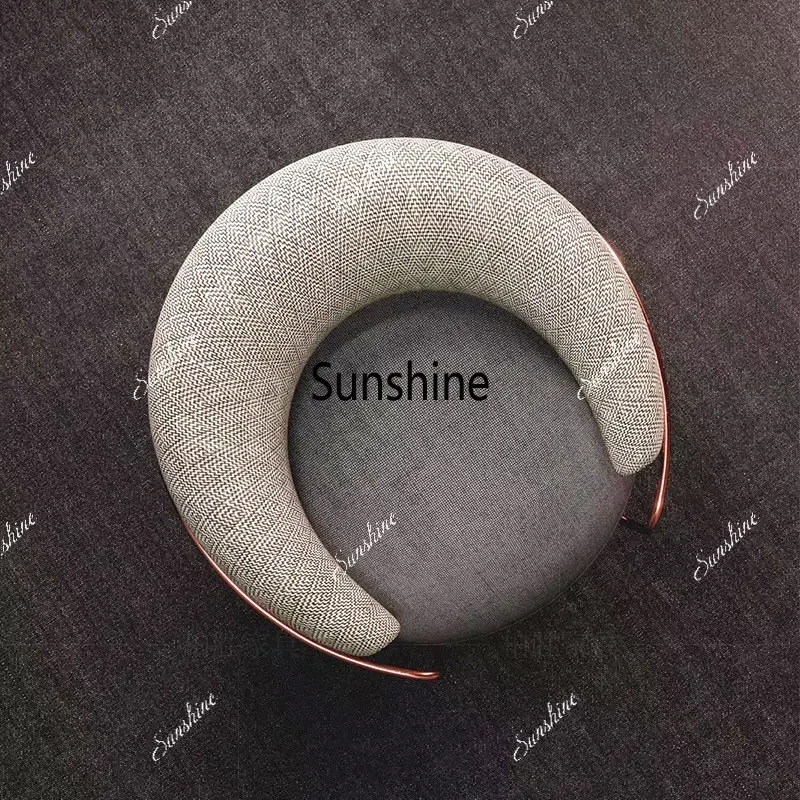 

Nordic modern simple living room model room fabric casual sofa chair round