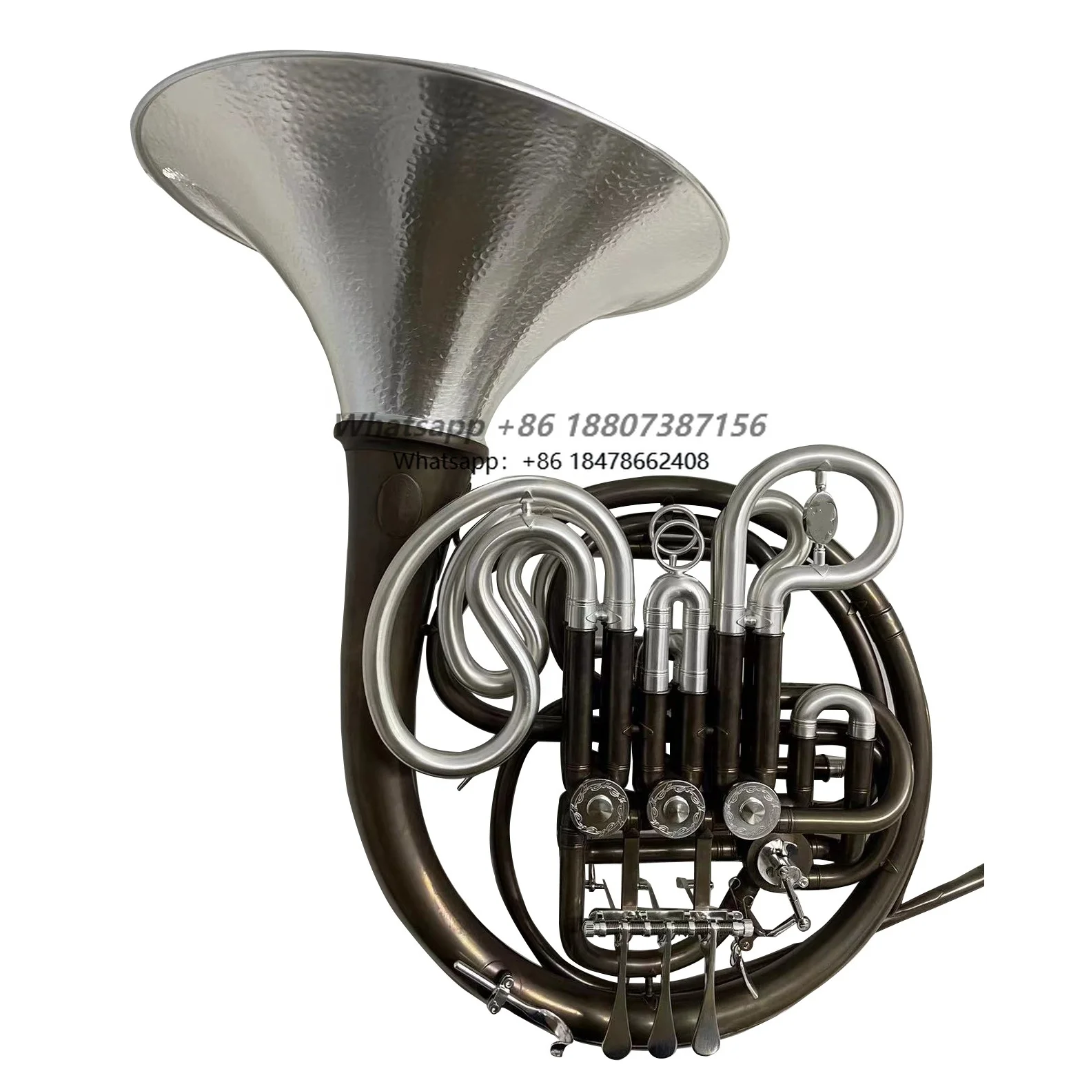 Professional Yellow Brass Material Hand Hammer Knocked Bell 4 Double French Horn