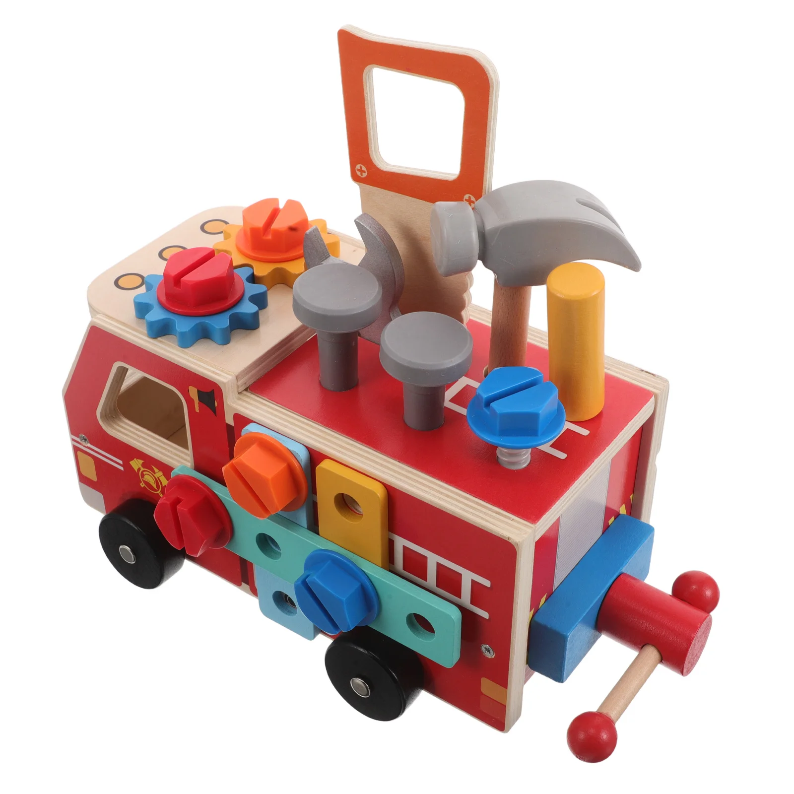 

1set 1Set Wooden Construction Car Set Kids Montessori Stem Toddler Tool Kit Pretend Play Learning For Boys Girls