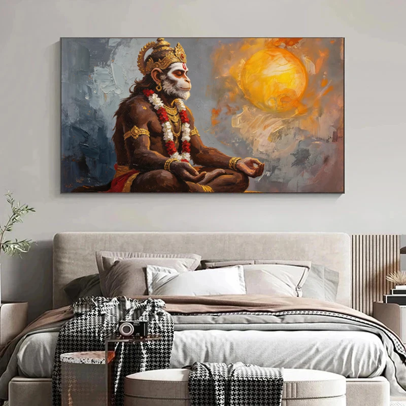 

Abstract Religion Hanuman Hindu Monkey God Meditation Yoga Poster Canvas Painting Wall Art Pictures Living Room Home Decor