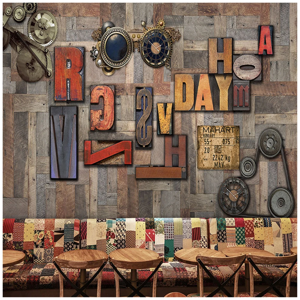 custom 3D wall paper papel de parede large mural wallpapers bar ktv personality European British street art alphabet wallpaper