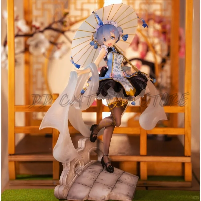 29cm Kawaii  Anime Re 0 Figure Cheongsam Rem Lolita Ver Dress Rem Action Figure Pvc Collection Ornaments Model Doll Toy Gift