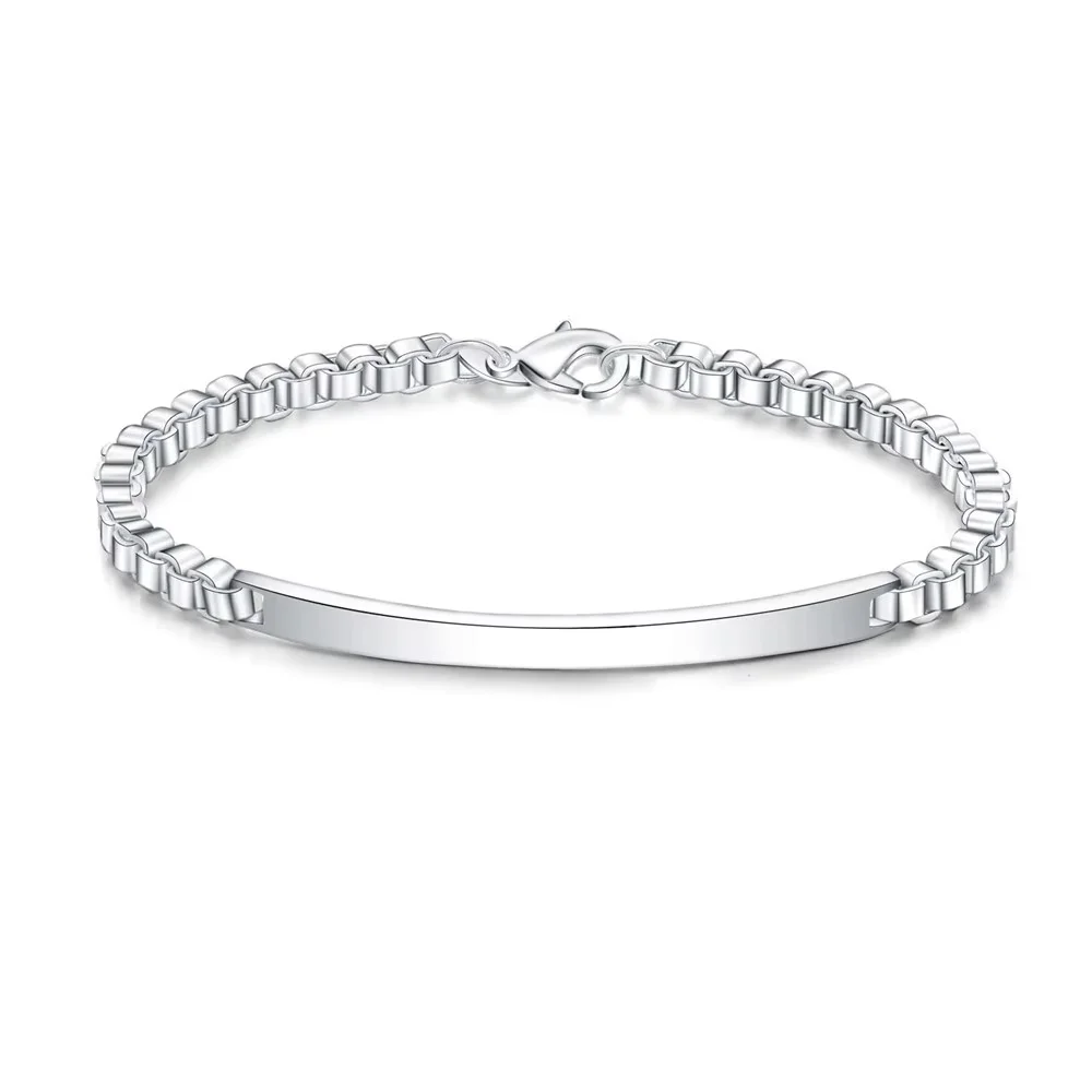 925 Sterling Silver Bracelet Medium Light Box Women's Simple Fashion Bracelet Birthday Party Wedding Anniversary Jewelry Gift