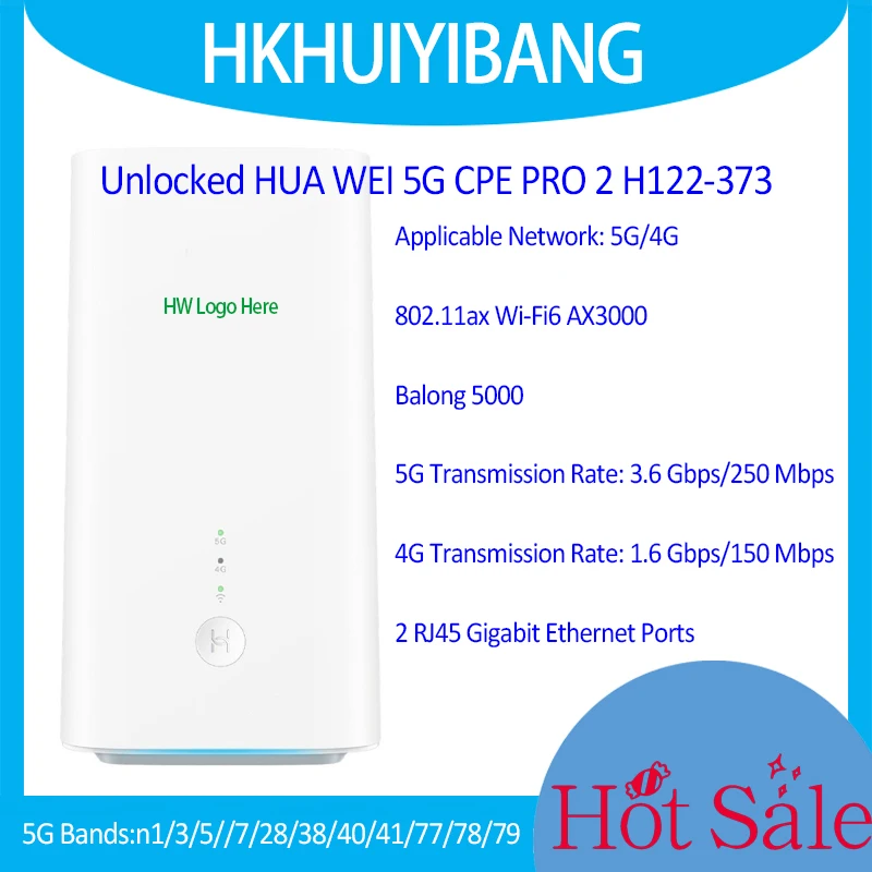 100% New HUA WEI 5G CPE PRO 2 H122-373 Balong 5000 Dual Band Gigabit Modem 5G 4G LTE WiFi 6 Plus AX3000 Sim Card Router Wireless