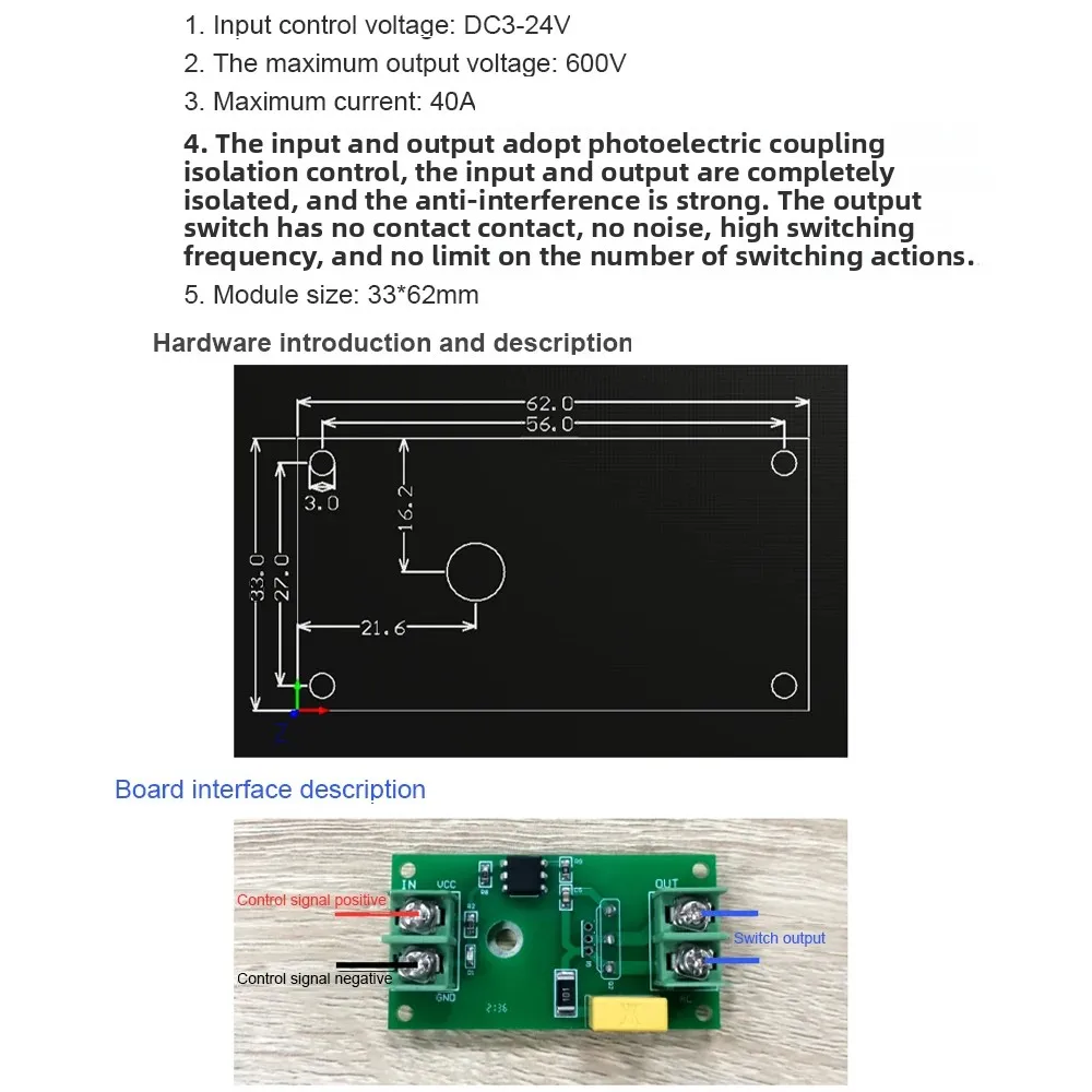 Ziqqucu 1 Way SCR Solid State Relay Switch Module Optocoupler Isolation MOS Transistor Output