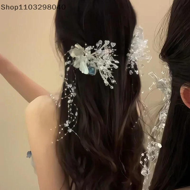 Schmetterlingsfransen-Kristall-Haarspangen für Frauen und Mädchen – elegante Feenprinzessin-Haarnadeln, modische Braut-Haarschmuck