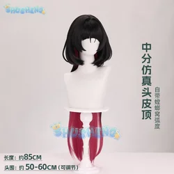 Jane Doe Cosplay Wig Zenless Zone Zero 85cm Black Red Long Hair New Eridu Halloween Party for Women Girls Role Play Props