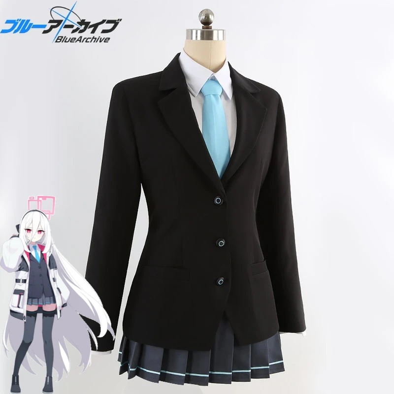 Blue Archive Cosplay Costume Kei Cute Coat Blazer JK Skirt Sailor Uniform Socks Tie Wig Battle Suit Full Set for Game Comic Con view 3
