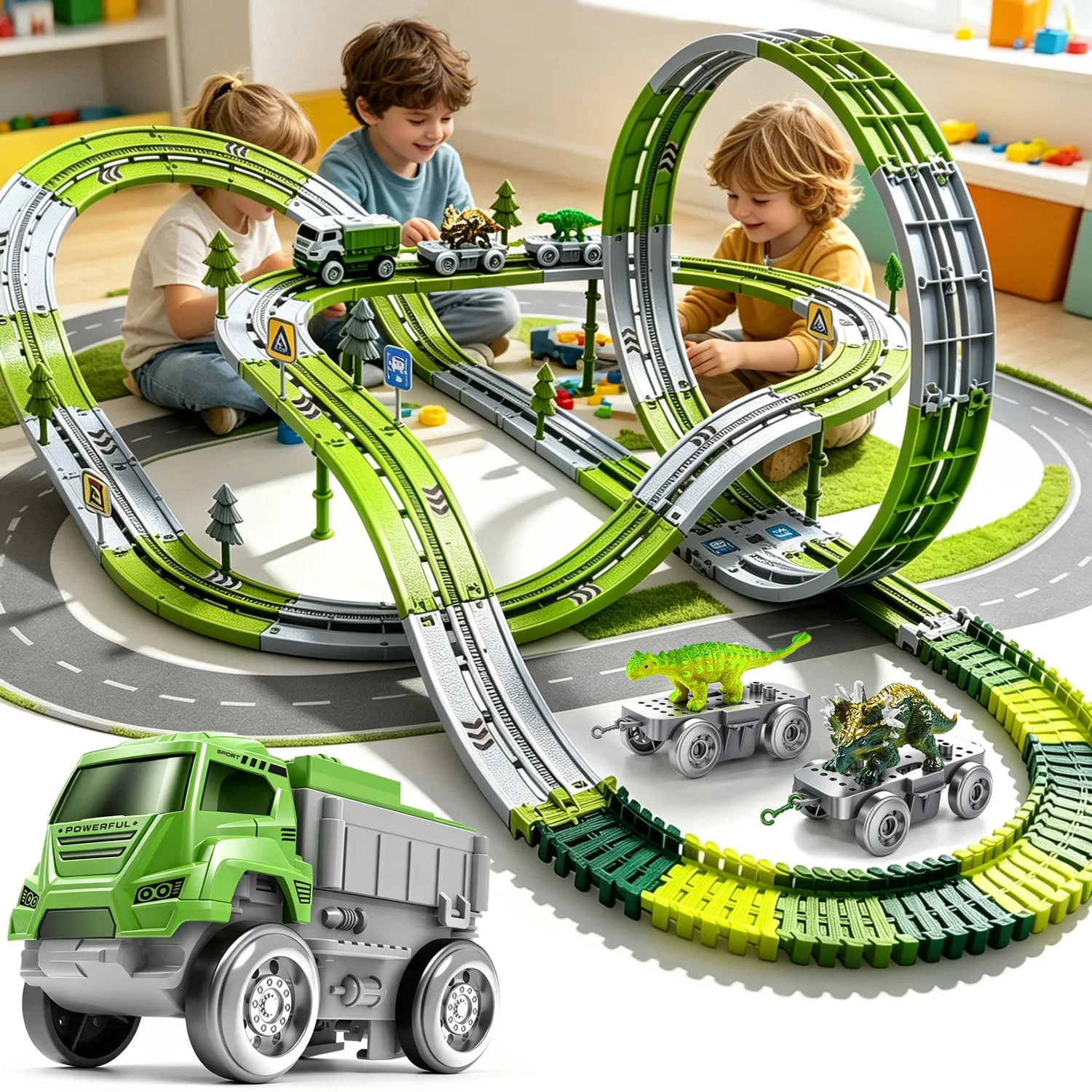 

3D Racing Track Electric Train with Anti-Gravity Dinosaur - Educational Learning Toy for Boys & Girls Ideal Birthday Gift